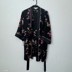 Oscar de la Renta Black Floral Robe